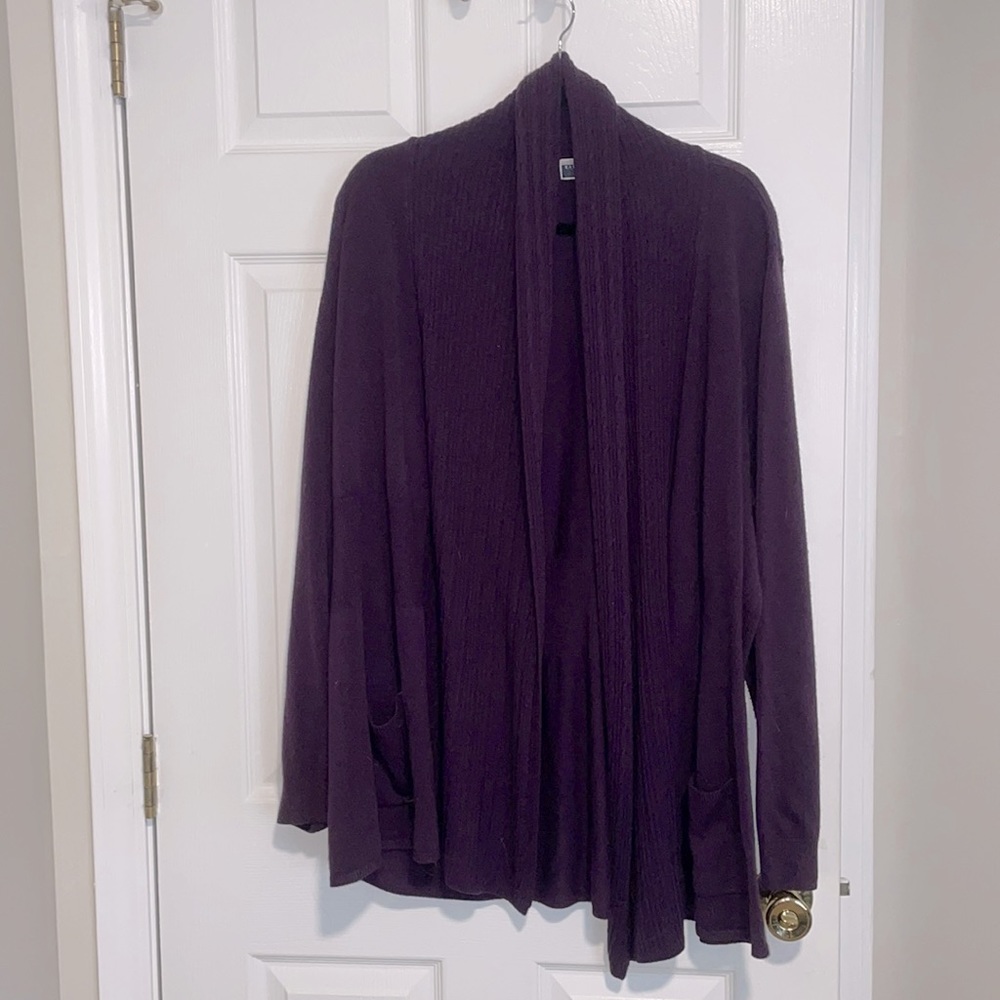 Karen Scott Purple cardigan with two pockets 2X